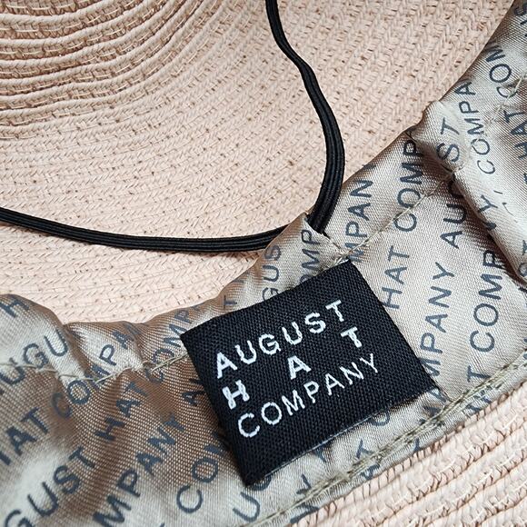 August Hat Company Wide Brim Floppy Hat Woven Floral Tie Detail Beach Tropical - Picture 12 of 16